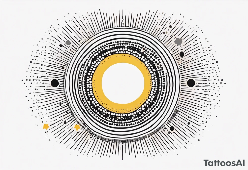 simple sunshine shape made of dots tattoo idea