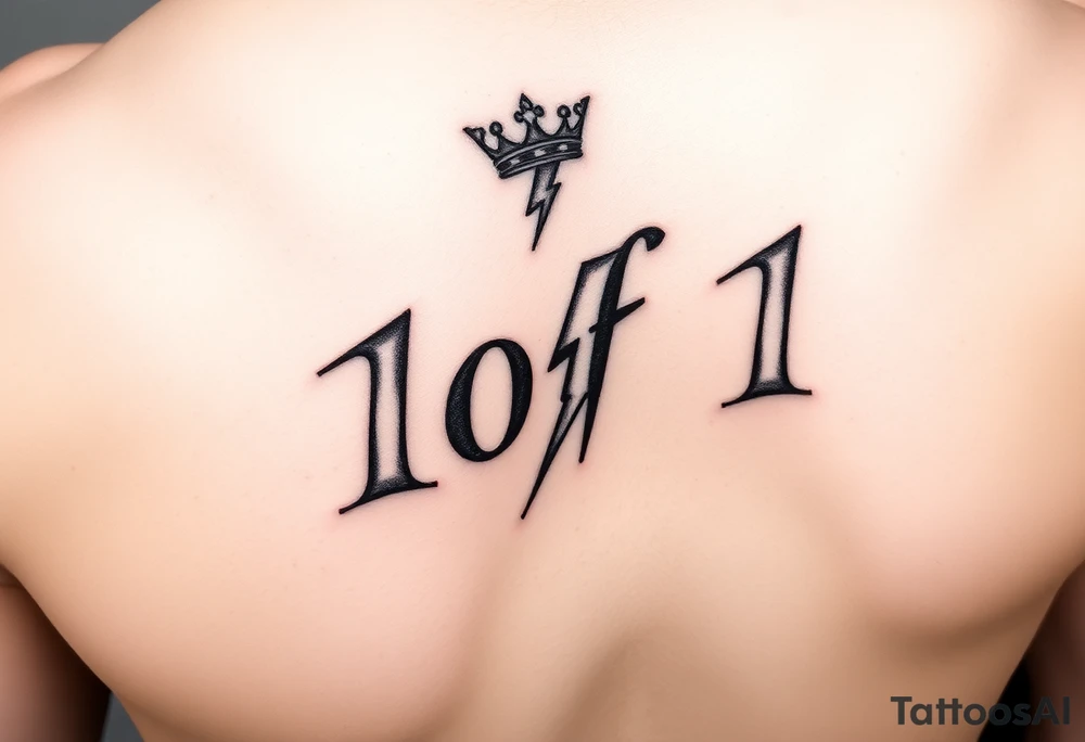 forearm I want it to say 1of1 with a crown above “of” with lightning shadow tattoo idea