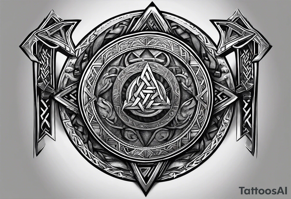Valhalla round
shield axe sword valknut tattoo idea Valhalla round
shield axe sword valknut tattoo idea