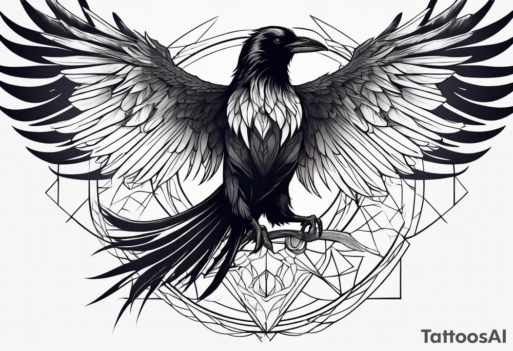 Raven mid transformation into a phoenix tattoo idea