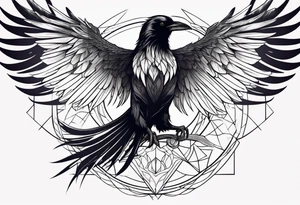 Raven mid transformation into a phoenix tattoo idea