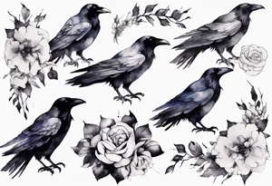 raven with a white corsage tattoo idea