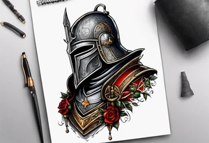 a beggar half suited in knights armor tattoo idea