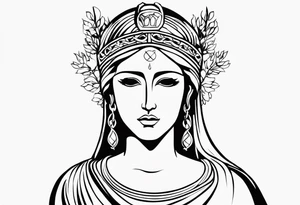 I want a tattoo of themis the Greek goddess where her eyes are closed and she has blood on her face. I want it to be fine line and minimilistic tattoo idea