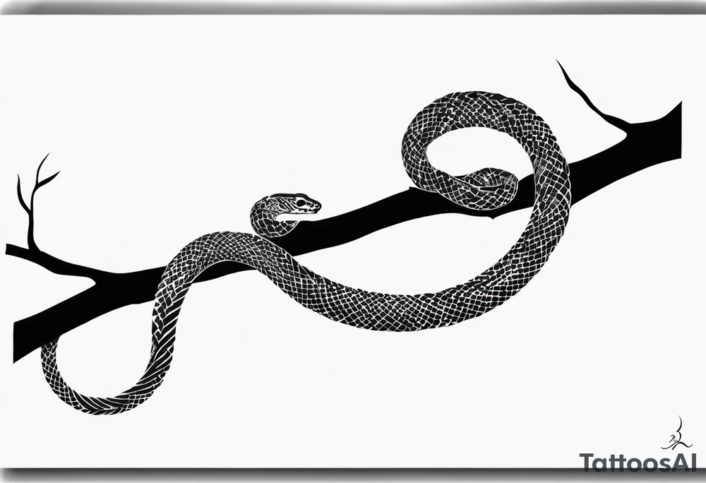 snake coiled around a branch tattoo idea