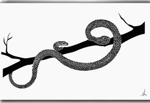 snake coiled around a branch tattoo idea