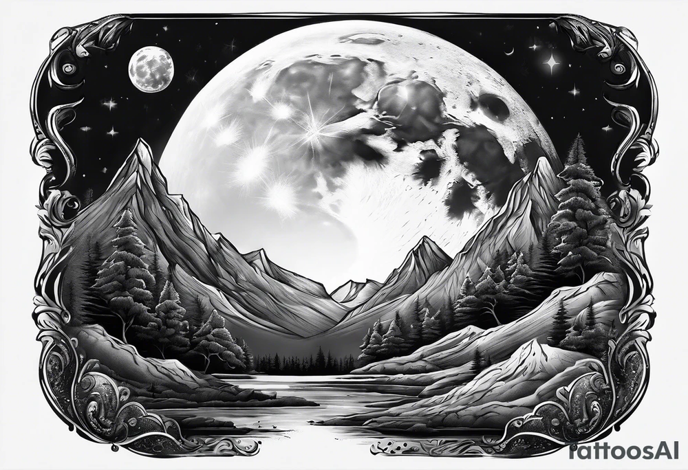 Realistic moon tattoo idea