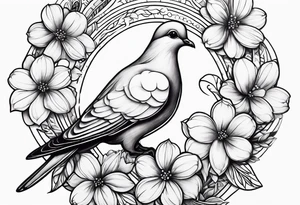 dove,flowers,design tattoo idea