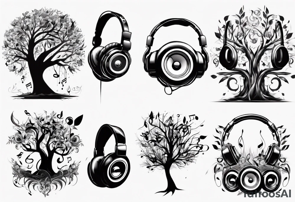 music speaker note tree headphones tattoo idea