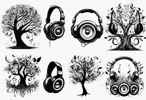 music speaker note tree headphones tattoo idea
