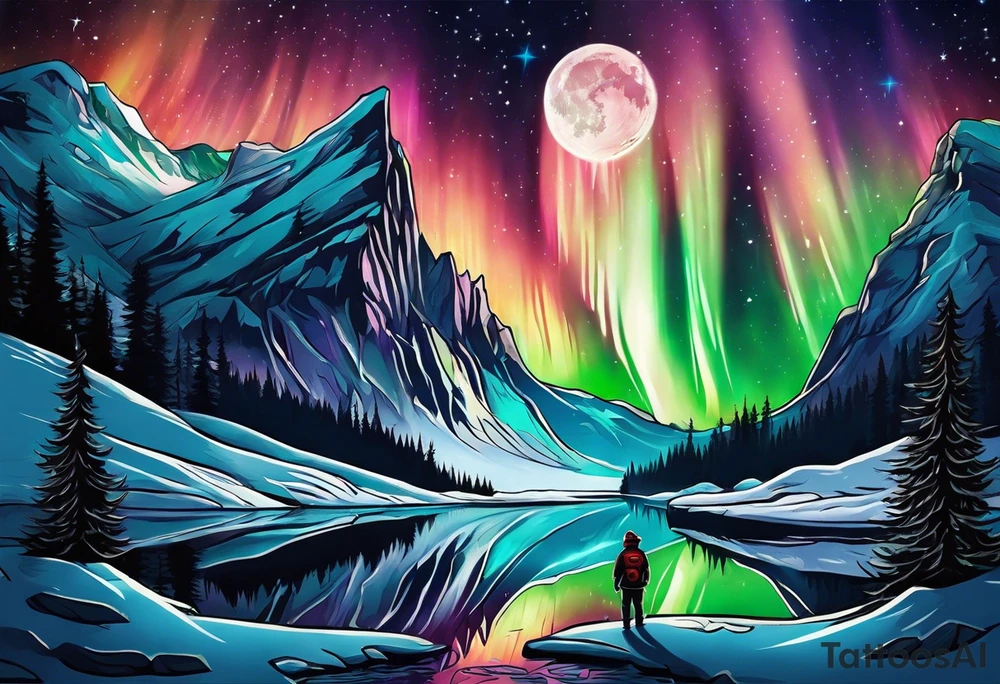 Northern lights with Pennywise tattoo idea
