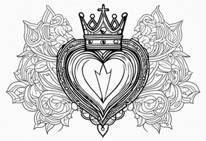 sacred heart vintage traditional tattoo oversized crown with jewels tattoo idea