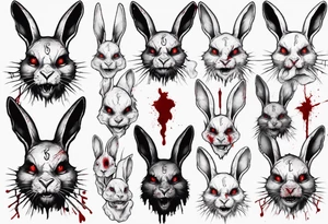 satanic rabbit with bloody face tattoo idea