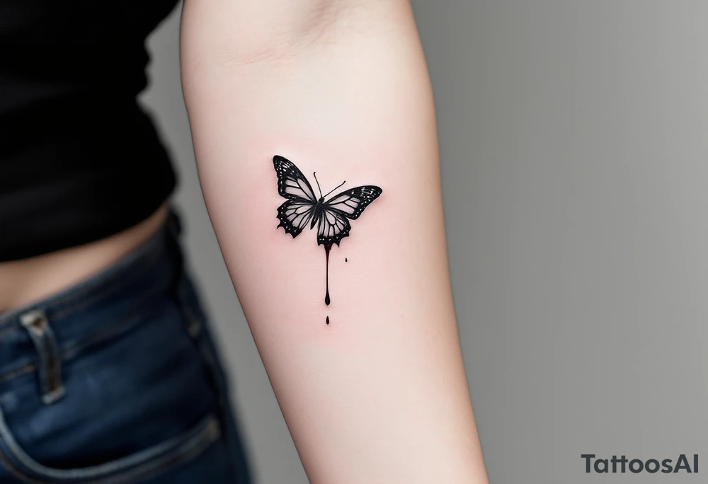 Two butterflyes with blood driping tattoo idea