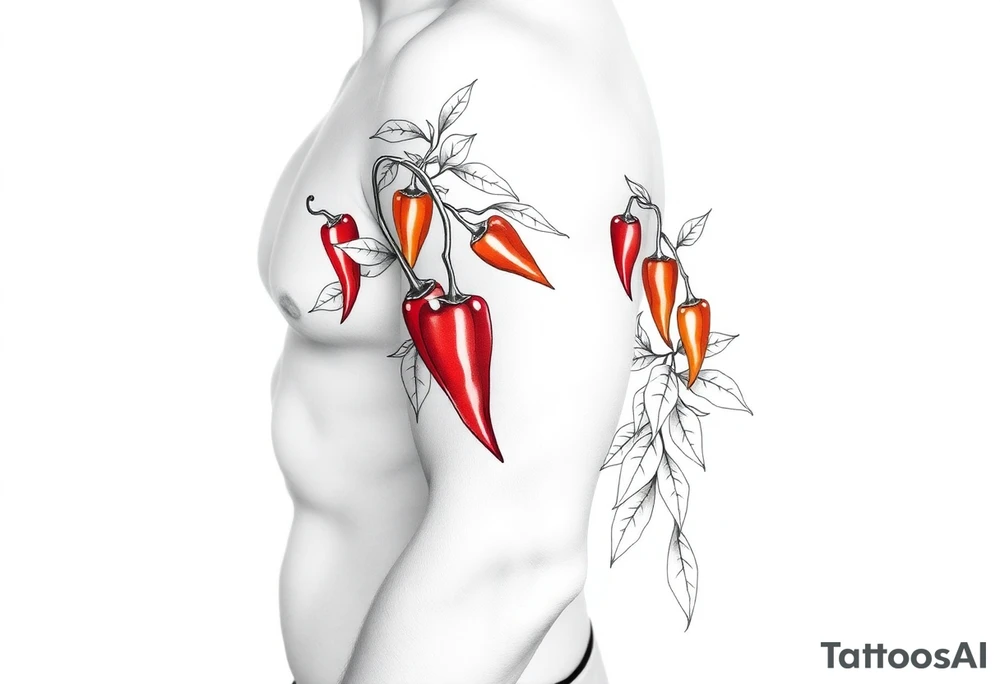 Super hot pepper plants tattoo idea