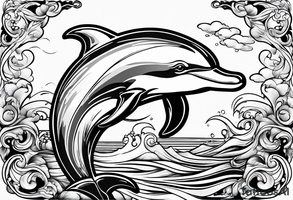 dolphin smoking a cigarette tattoo idea