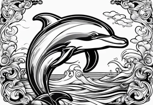 dolphin smoking a cigarette tattoo idea