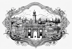 israel city vector gate 
swirl 
 vignette tattoo idea