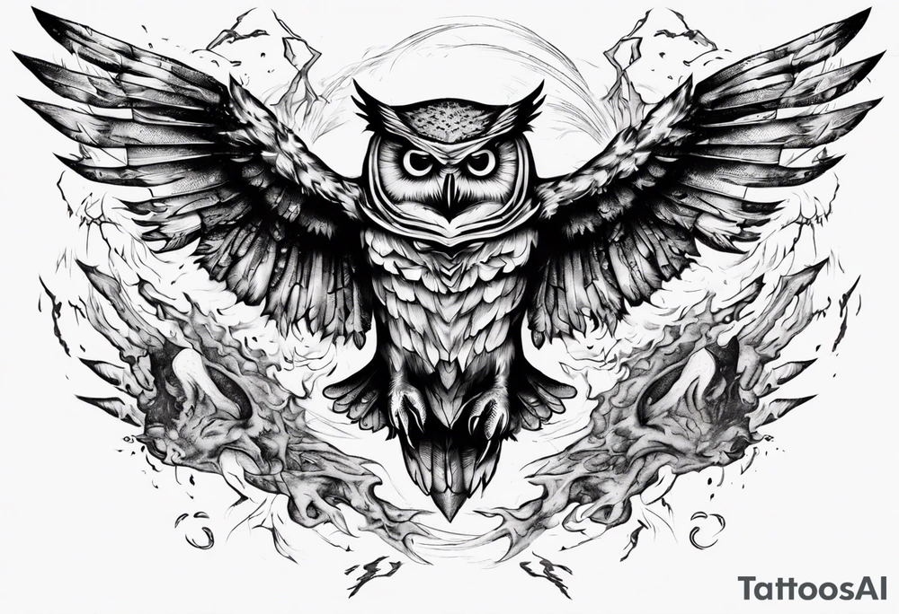Demonic Owl Flying Attack. tattoo idea