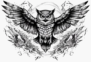 Demonic Owl Flying Attack. tattoo idea