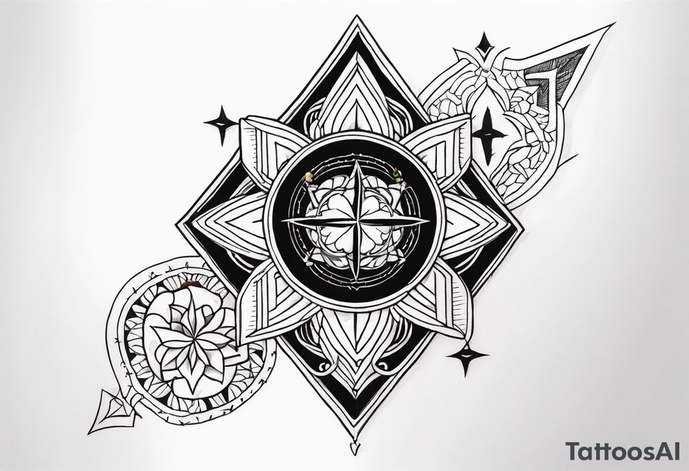 forearm band tattoo with spiritual elements tattoo idea