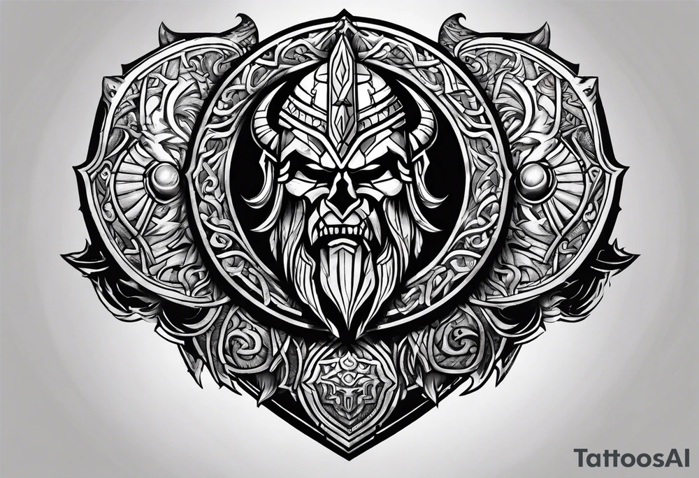 Valhalla round shield berserker tattoo idea