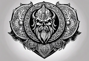 Valhalla round shield berserker tattoo idea