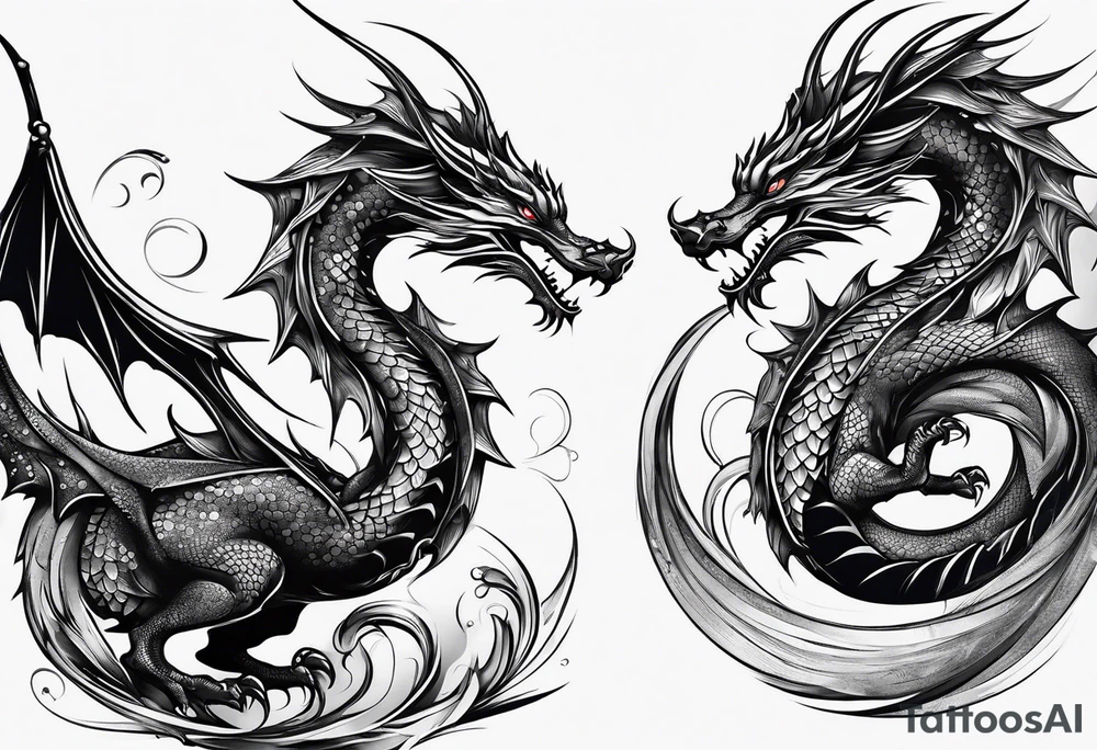 two dragons minimalism tattoo idea