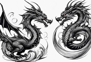 two dragons minimalism tattoo idea