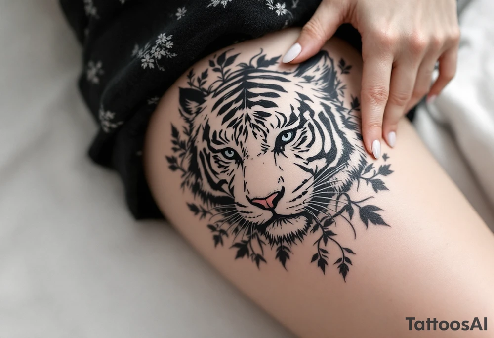力 (lì, “strength”) in dark gray pairs with a tiger to emphasize inner and outer power. tattoo idea