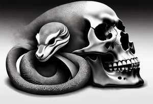 Viper Going Through Skull tattoo idea