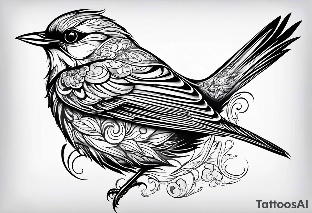 Black and white blue bird outline tattoo idea