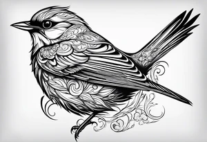 Black and white blue bird outline tattoo idea