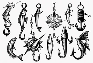 Fishing hooks tattoo idea