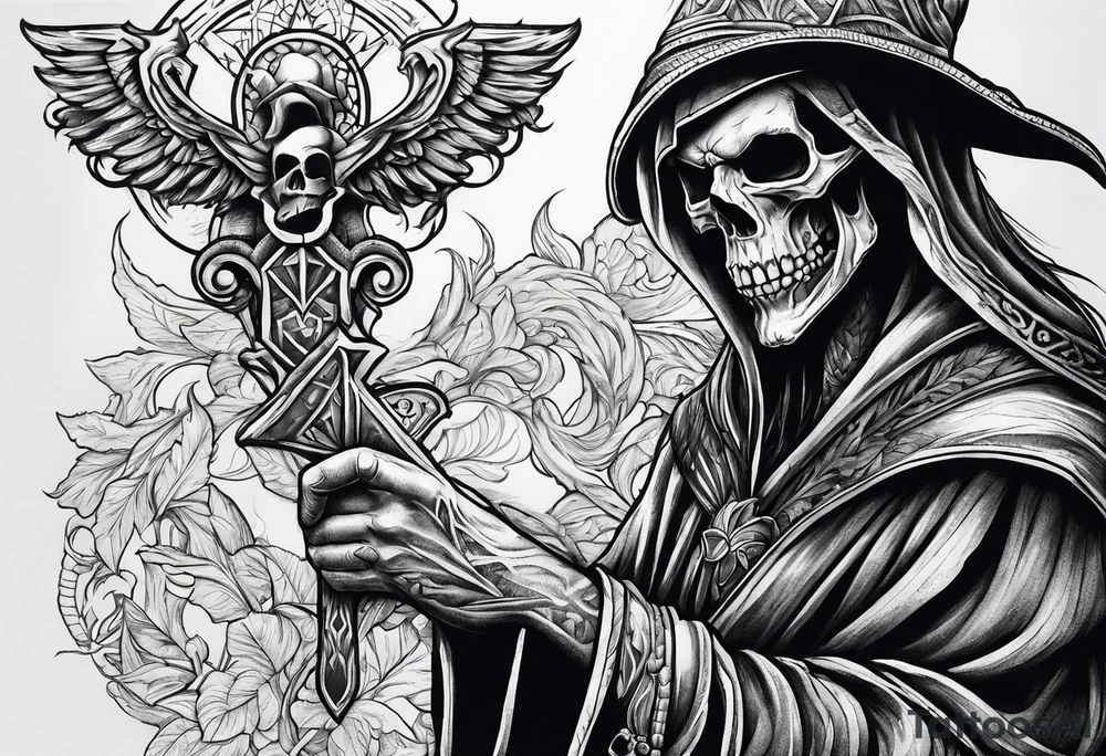 death pointing out tattoo idea