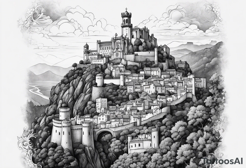 O Castelos dos mouros (localizado em Sintra Portugal) destruido tattoo idea
