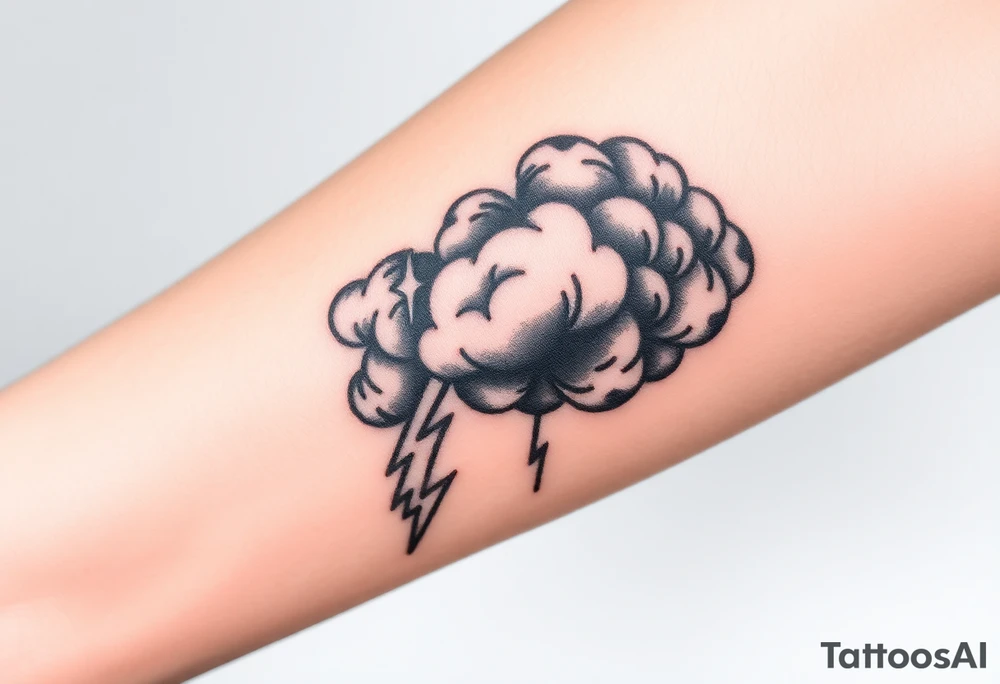 Black dark storm clouds with lightning bolts tattoo idea