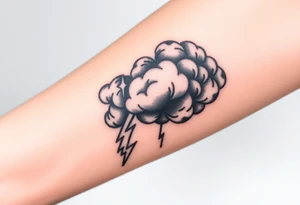Black dark storm clouds with lightning bolts tattoo idea