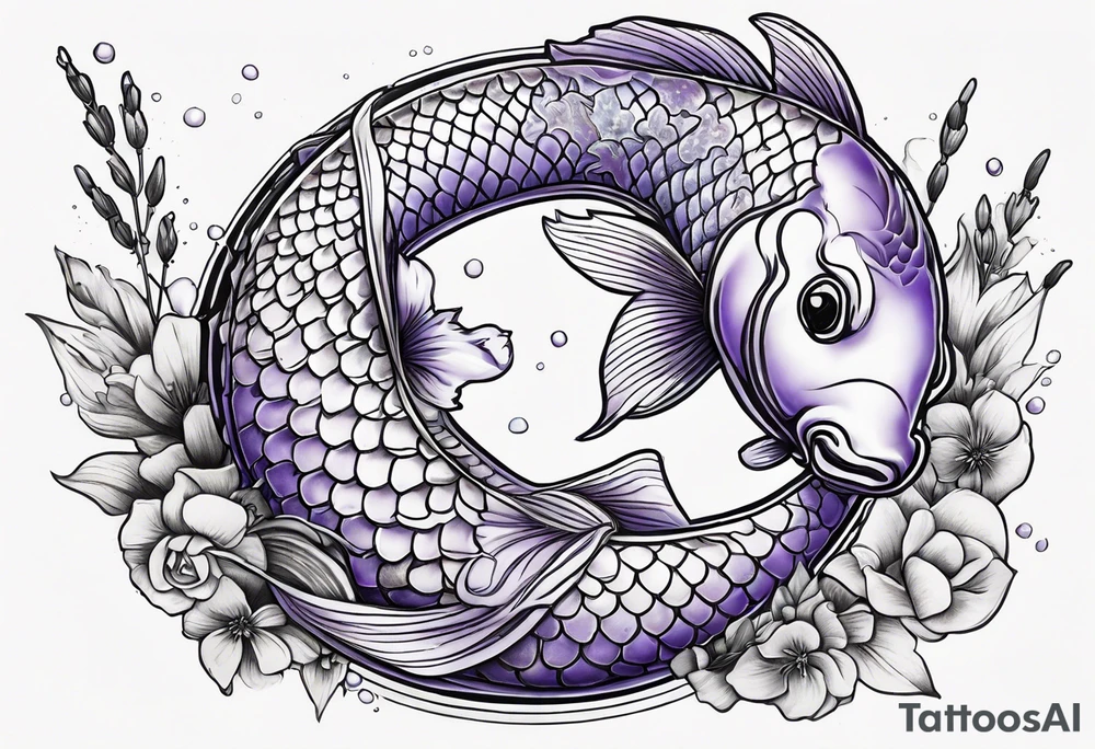 Lavender koi tattoo idea