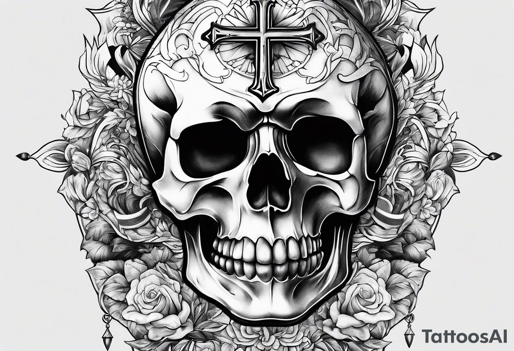 Pain, discipline and catholic religion tattoo idea