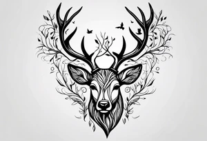 tree of life with root drawing a deer tattoo idea