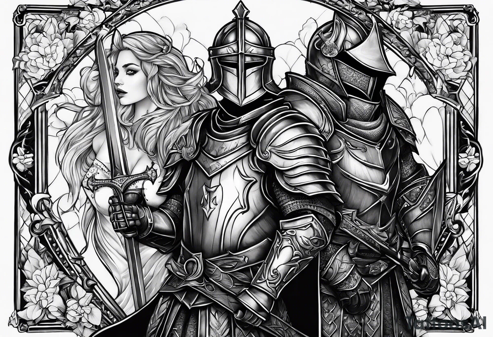 two knights in love tattoo idea