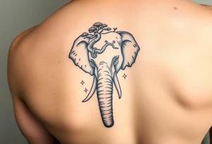 Head of an elephant with bonsai tree incorporated into it Japanese style tattoo idea