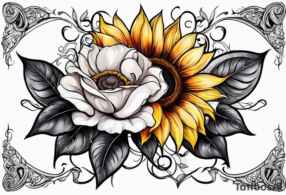 animal flower rose, sunflower, tattoo idea