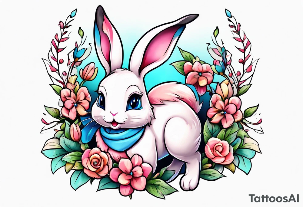 rabbit dressed as sylveon tattoo idea