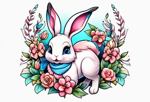 rabbit dressed as sylveon tattoo idea