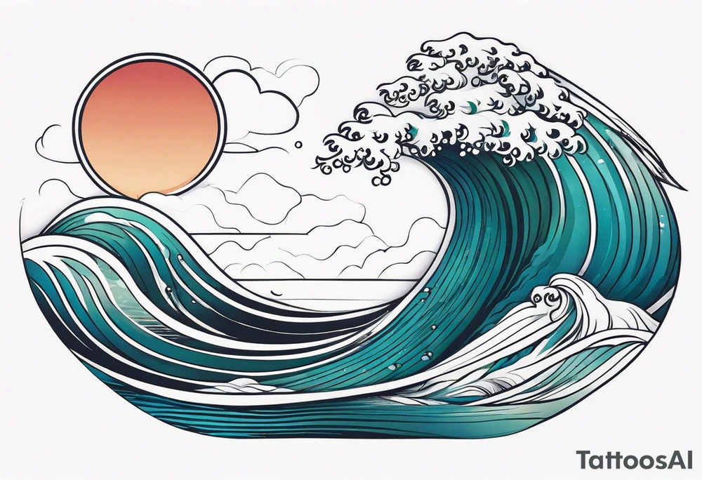 minimalistic calm wave background tattoo idea