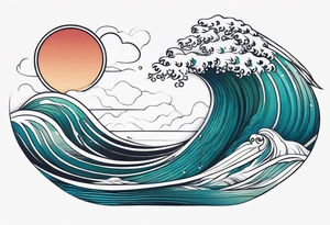 minimalistic calm wave background tattoo idea