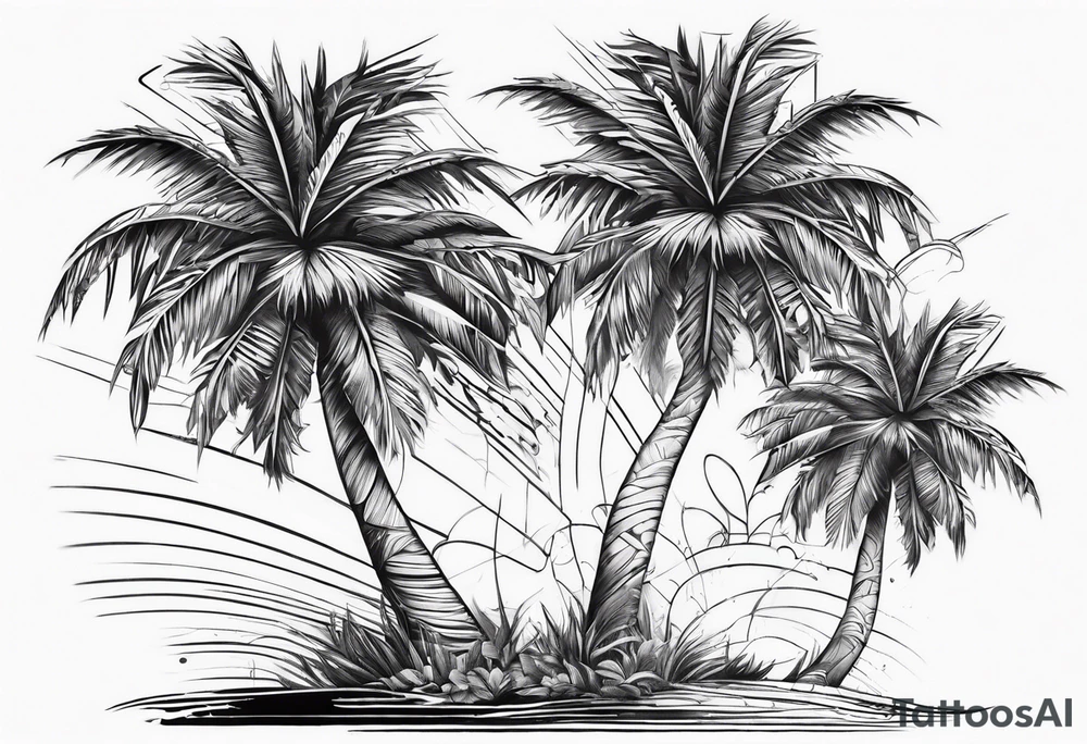 palm tree without leaves tattoo idea