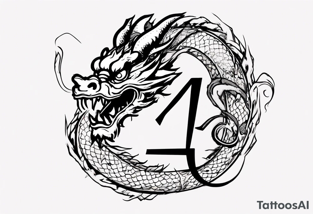 Number 24 with a Chinese dragon around it tattoo idea